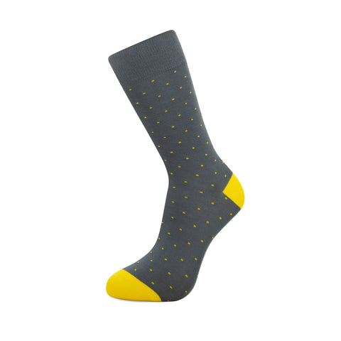 Gift box belt Steel Grey and Yellow Dot Socks