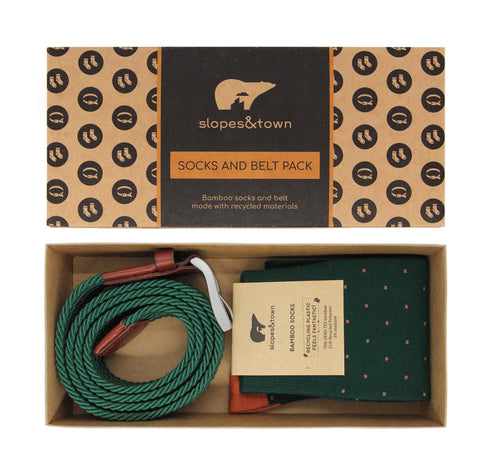 BELT AND SOCKS PACK RECYCLED BELT KEVIN AND BAMBOO SOCKS