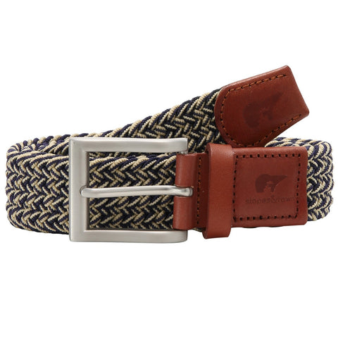 navy blue and beige elastic braided belt Slopes Town