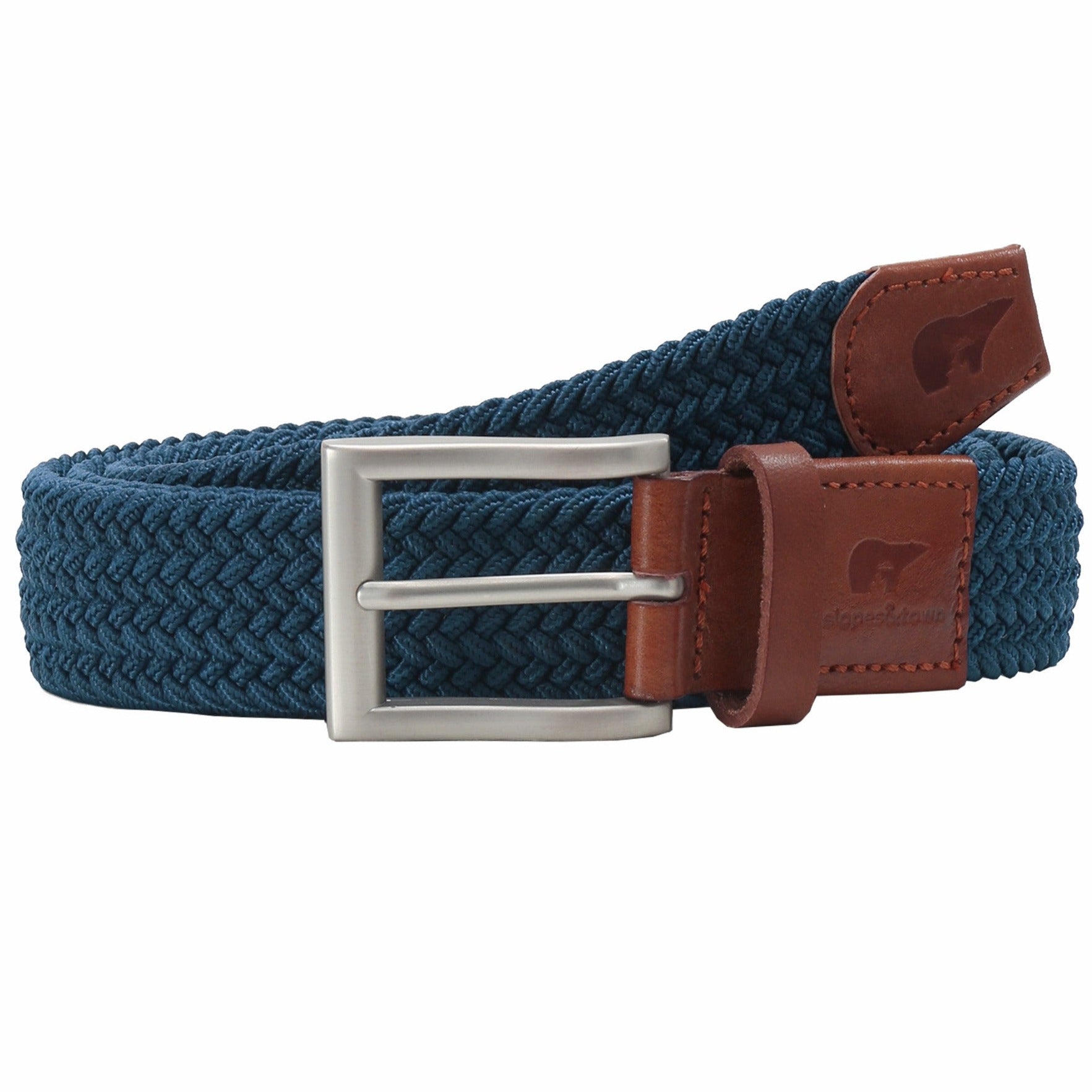 teal blue elastic braided belt Slopes Town