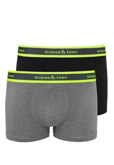 Bamboo boxer shorts melange grey/black (2-pack)