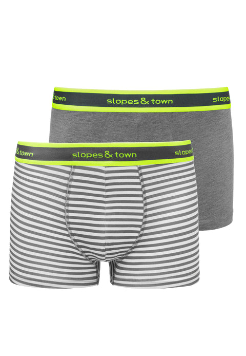 Boxers Bamboo chiné/rayures grises (pack de 2)
