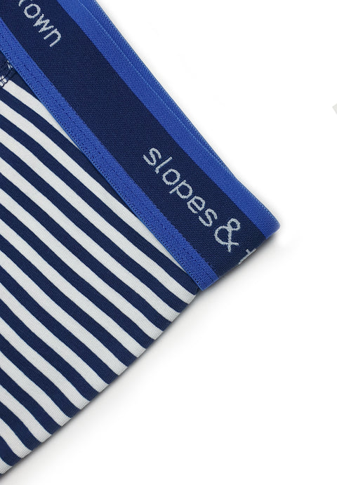Bamboo boxer shorts navy blue/blue stripes (2-pack)
