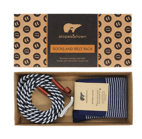 Gift Box belt Peter and White Stripe Socks
