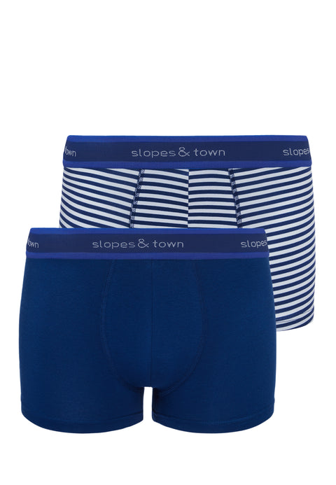 Bambus-Boxershorts marineblau/blau gestreift (2er-Pack)
