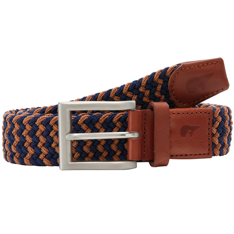 Recycled elastic belt camel brown and blue Slopes&Town